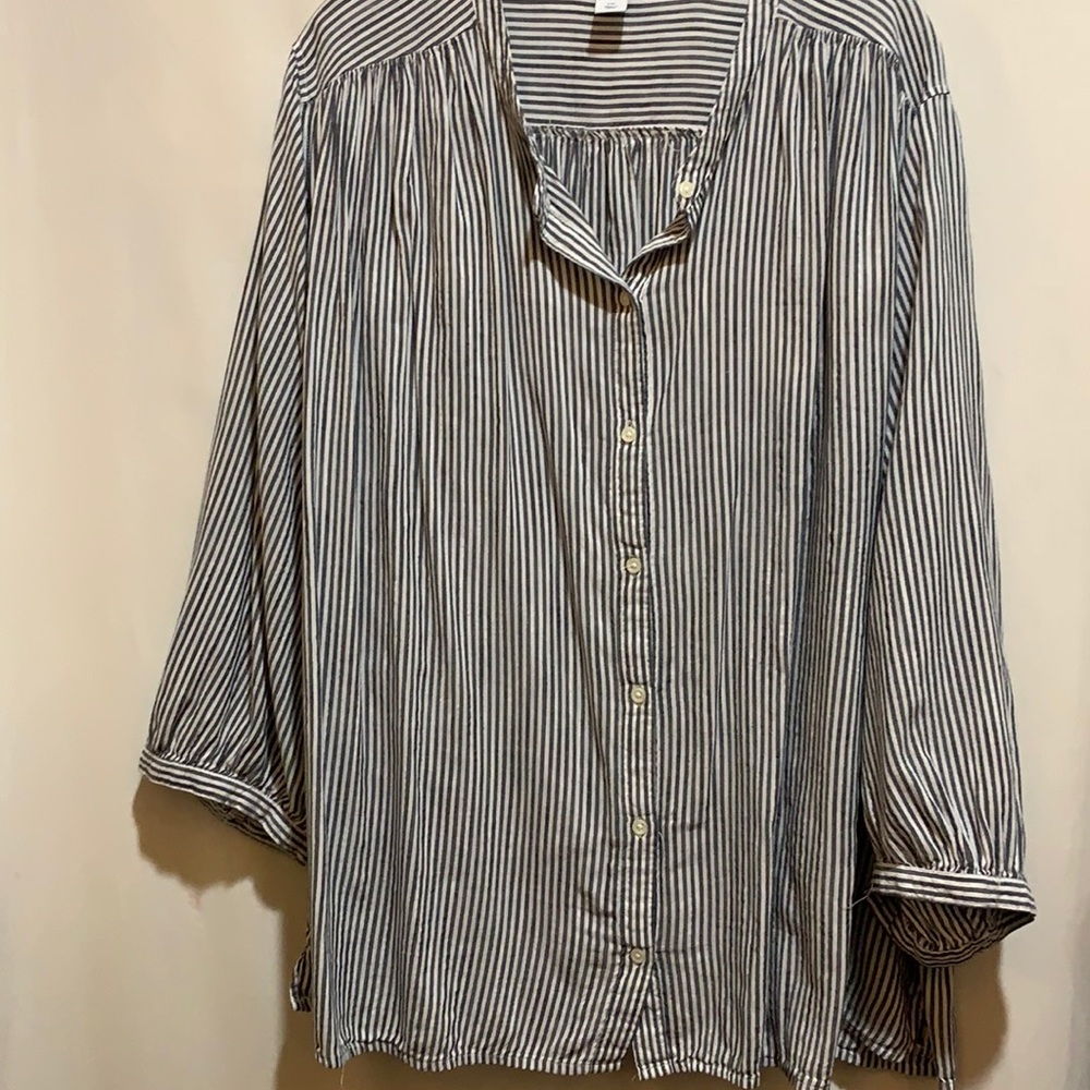 OLD NAVY POET BLOUSE SZ XXL BLACK/WHITE STRIPE